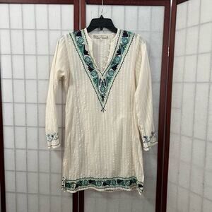 WHAT COMES AROUND GOES AROUND TUNIC EMBROIDERY TOP SIZE S‎